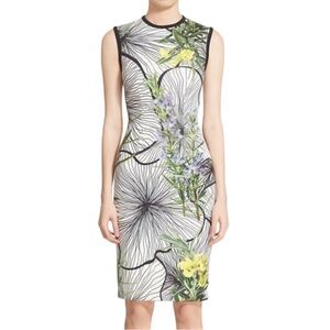 Yigal Azrouel Black and Gray Sheath Midi Dress Sleeveless Crew Neck